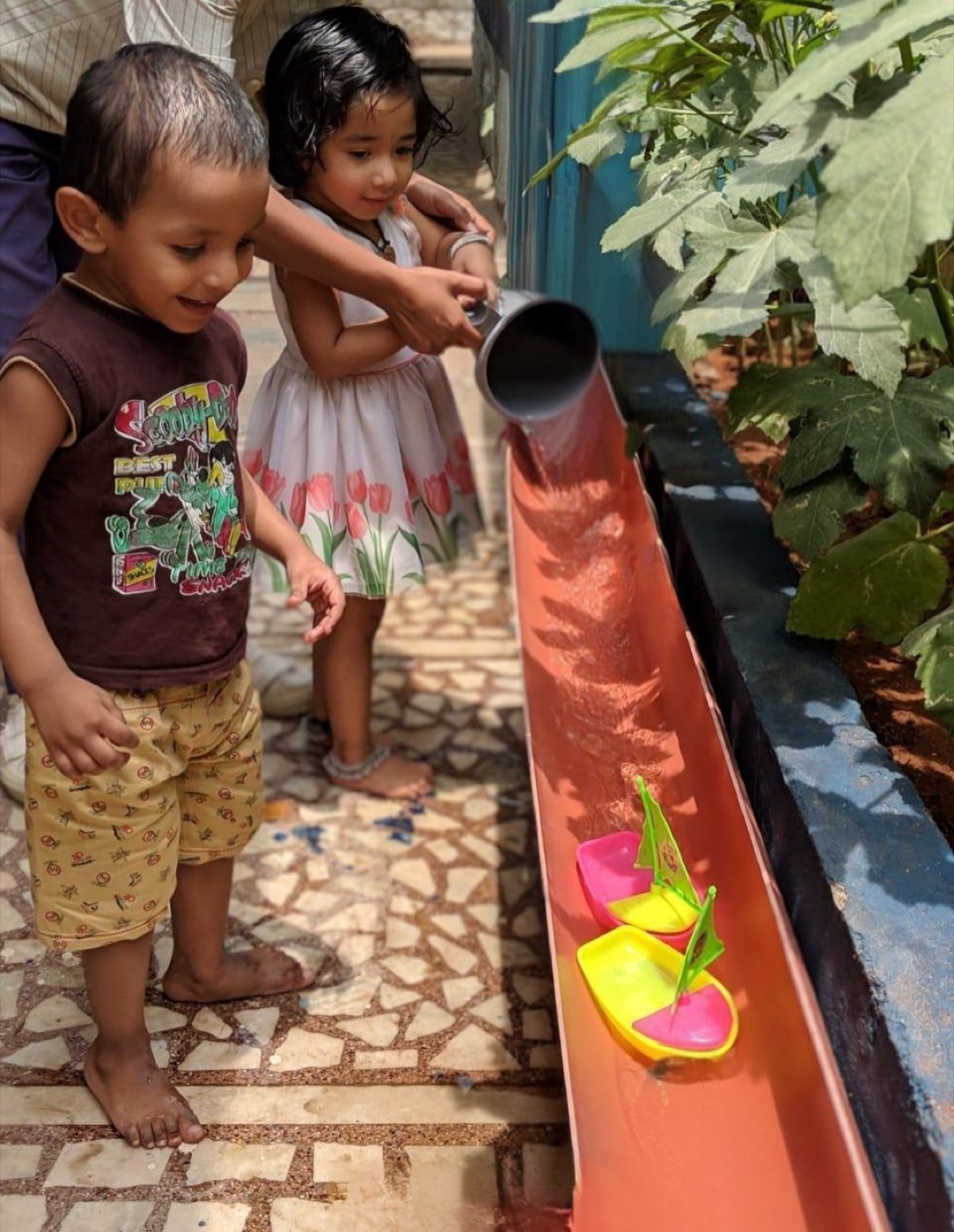 Outdoor learning zones, jungle gym, and augmented reality-equipped classrooms